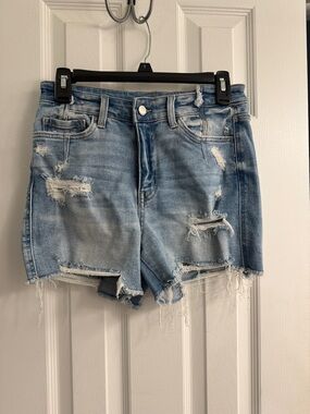 Flying Monkey Light Blue Distressed Denim Cutoff Shorts